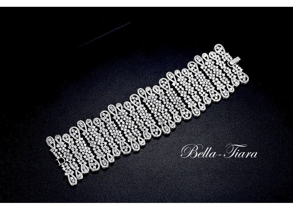Tatiana - Glamorous simulated diamond cuff evening bracelet