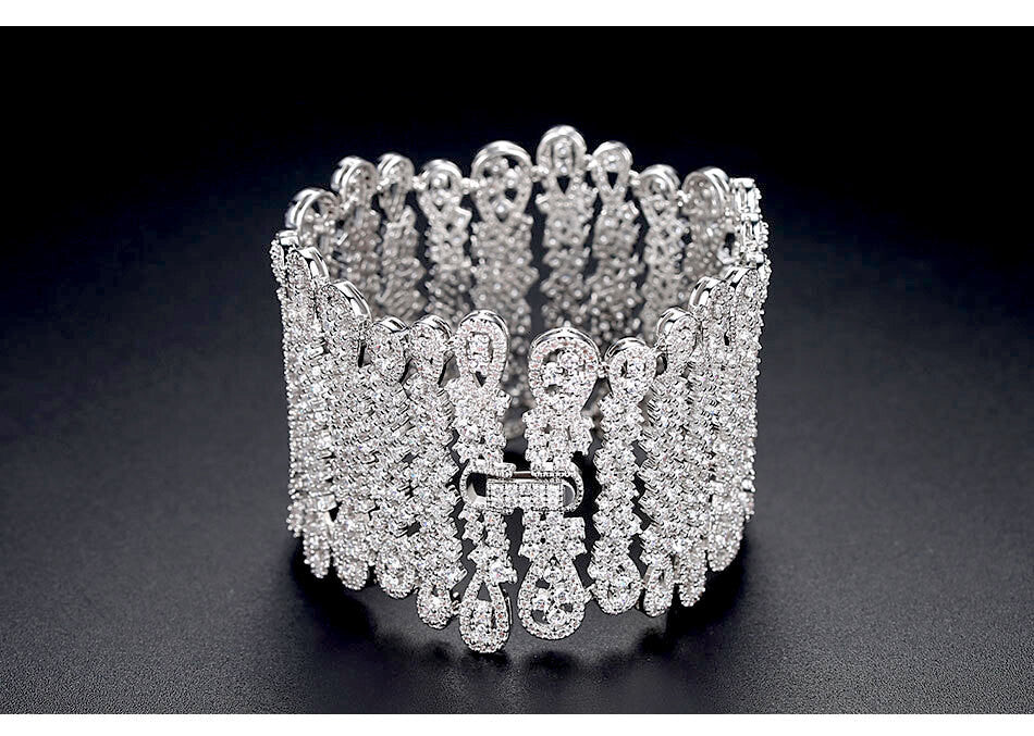 Tatiana - Glamorous simulated diamond cuff evening bracelet