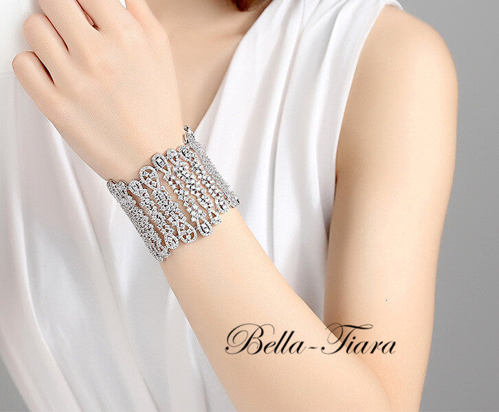 Tatiana - Glamorous simulated diamond cuff evening bracelet