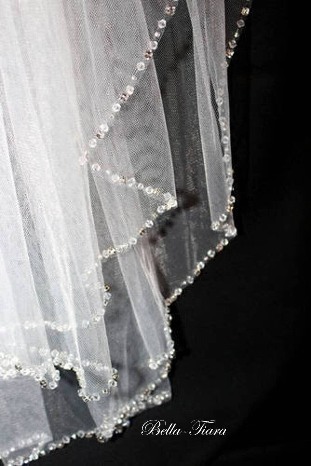 Rhinestone and crystal cathedral edge bridal veil