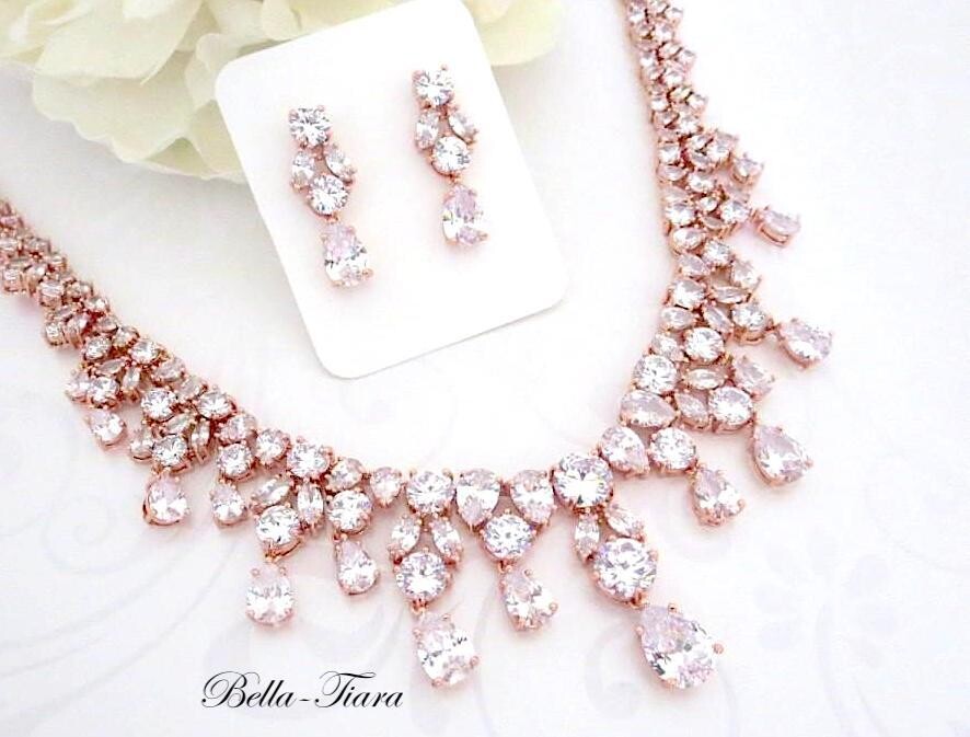 Bridgeton - Gold Swarovski crystal statement necklace set