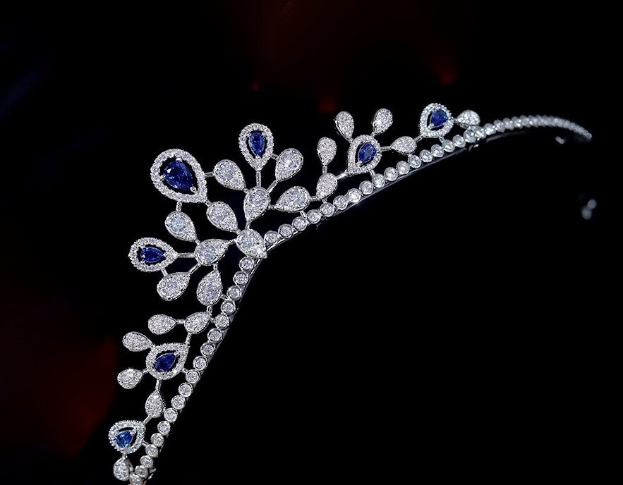 Azzurra - Swarovski Crystal Navy Sapphire Blue Tiara
