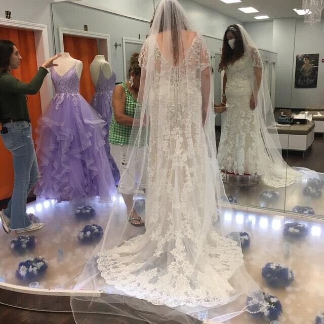 Rosalinda – Rhinestone, crystal pearl beaded cathedral veil