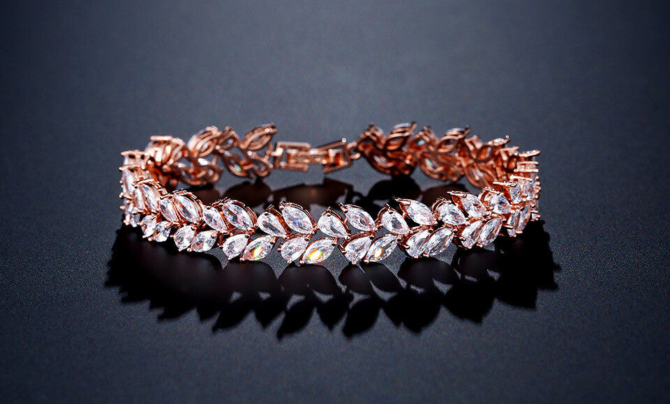 Adele, Rose Gold Crystal Drop Bridal Earrings