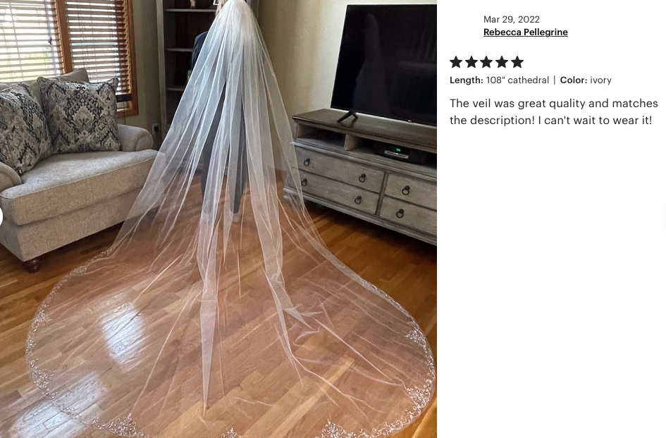 Veronica – Beaded crystal fingertip bridal veil