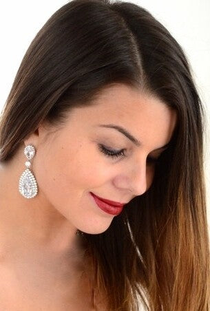 Irana -  Beautiful crystal long drop bridal earrings