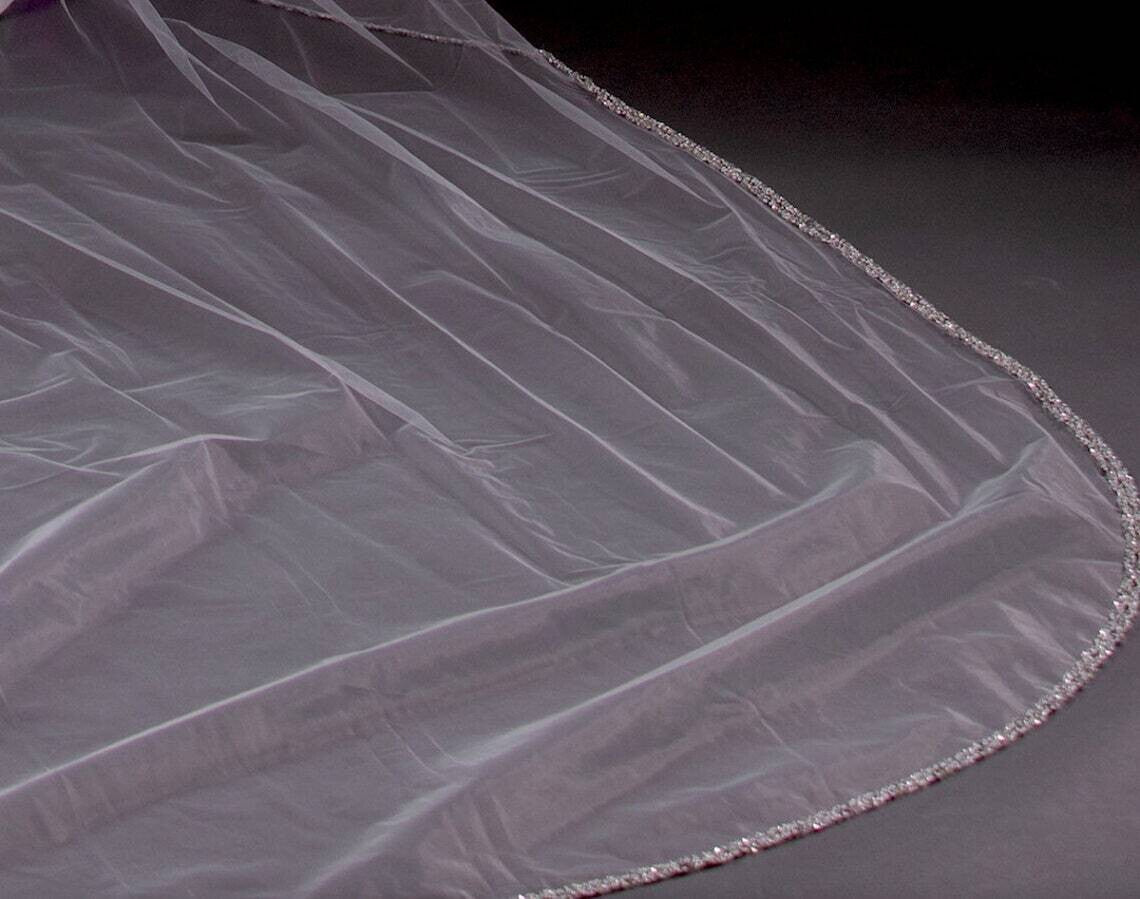 LUNA – Beaded royal cathedral crystal wedding veil - Free Blusher