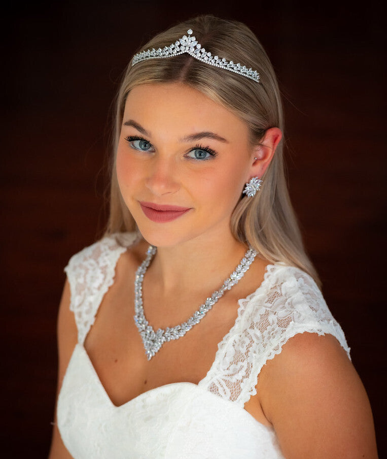 Annamaria - Exquisite CZ wedding necklace set