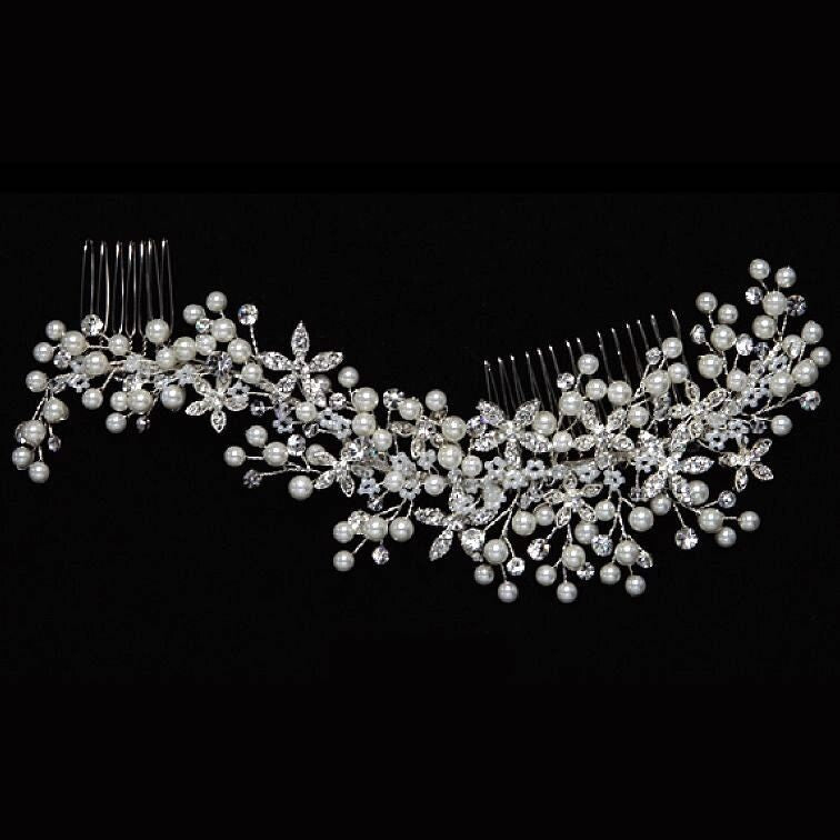 Allyson, Swarovski crystal and pearl wedding hair comb
