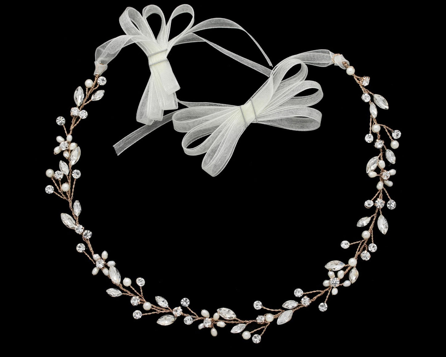 Cassandre - Beautiful bridal Pearl Crystal hair vine