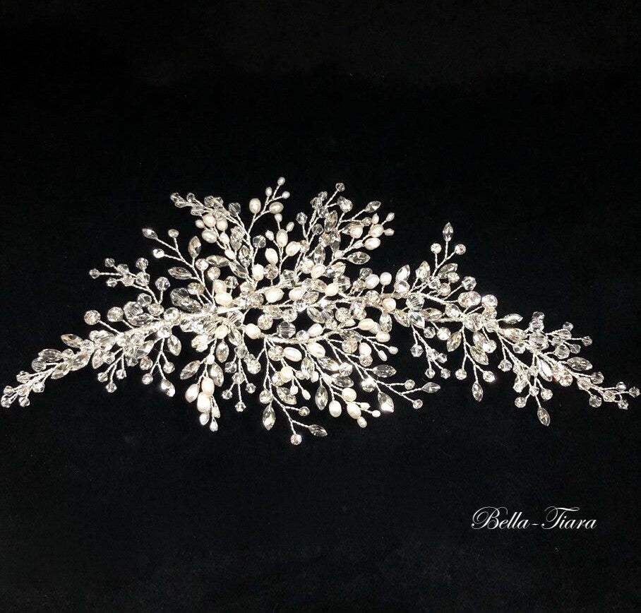 Kara - Swarovski crystal pearl bridal headpiece