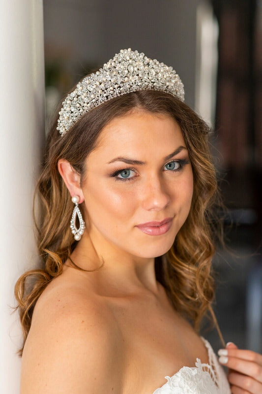 Catherine, Alluring Swarovski Crystal Pearl Wedding Tiara