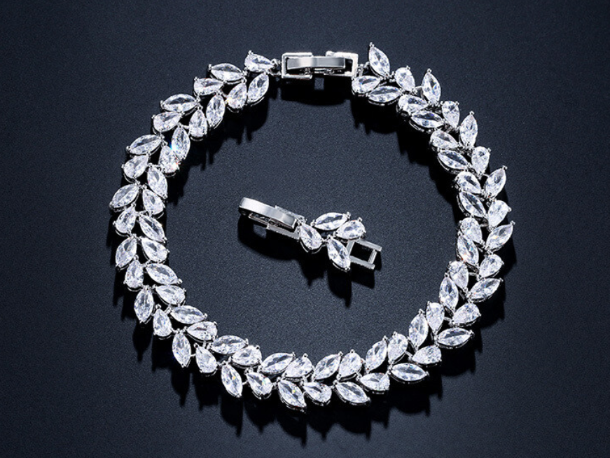 Tatiana- Stunning CZ vine bridal necklace set