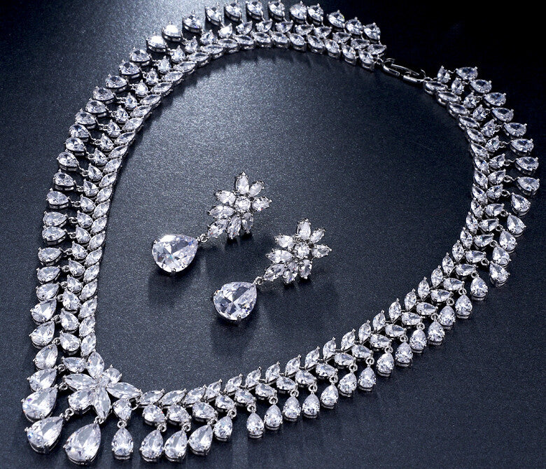 Harmony- Stunning crystal wedding cz necklace set