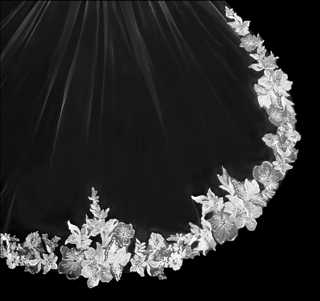 Eterna - Exquisite Beaded floral lace royal cathedral wedding veil