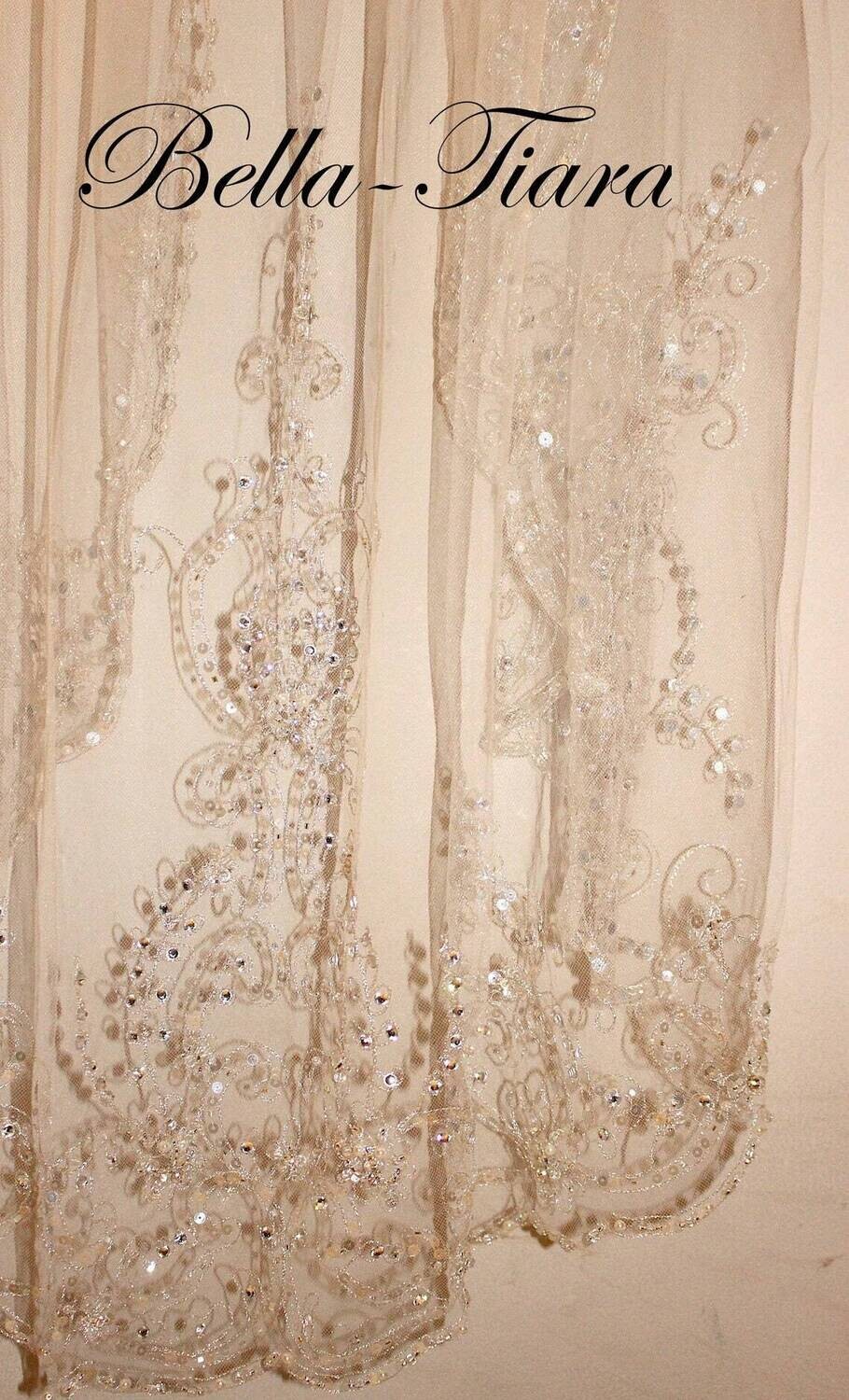 Princess Maria – Royal Crystal embroidered Beaded edge wedding veil