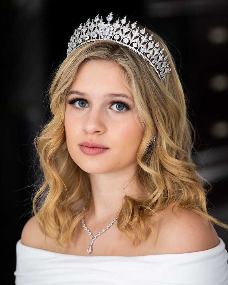 Anastasia, White Gold plated Exquisite wedding Tiara
