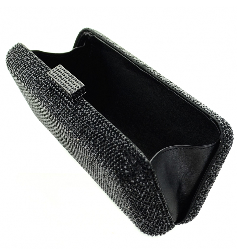 Nicoletta, Swarovski crystal black clutch purse