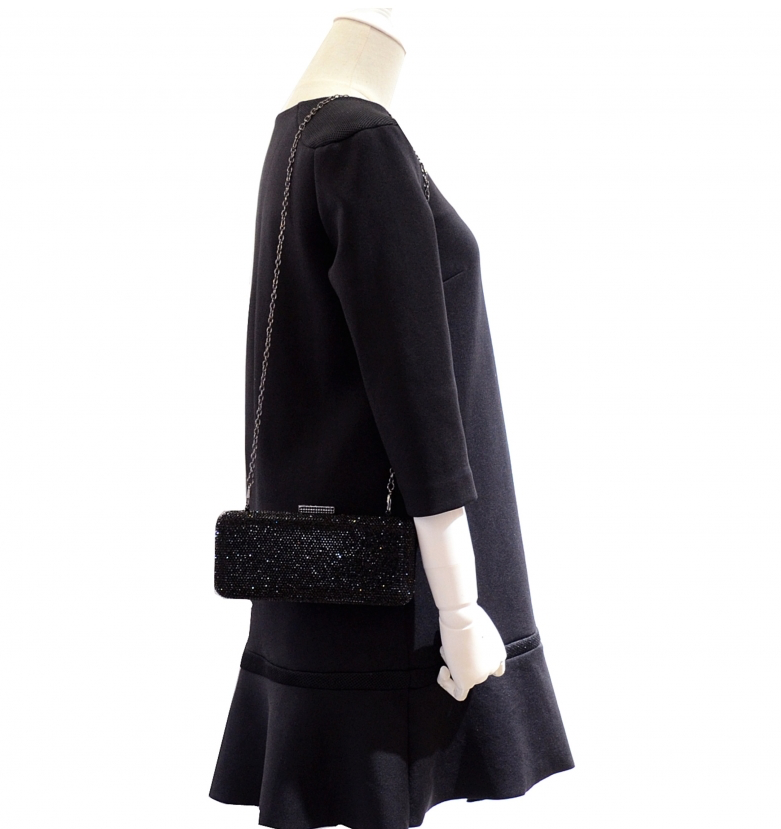 Nicoletta, Swarovski crystal black clutch purse