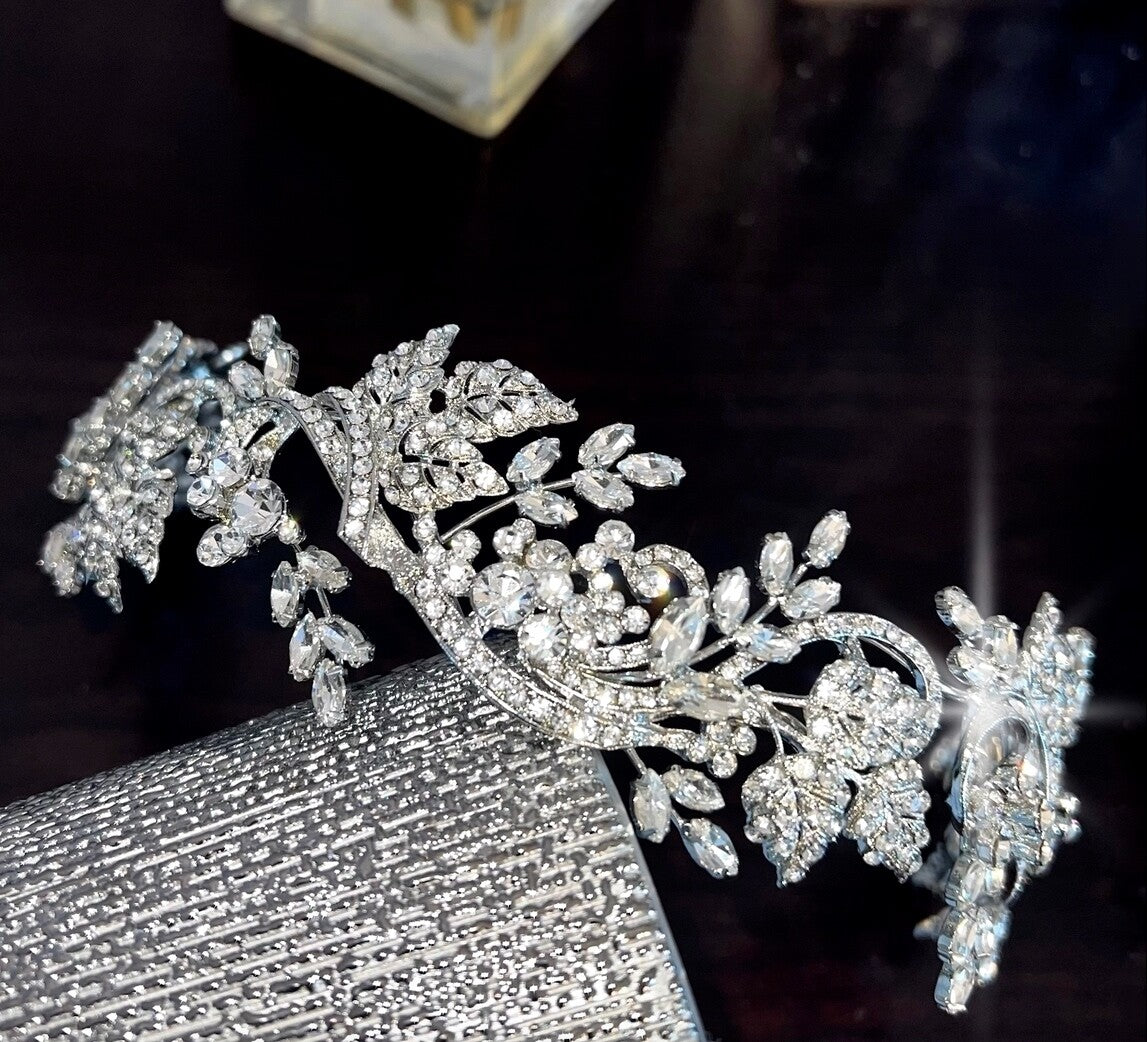 Hallie - Floral Swarovski Crystal Bridal Headpiece