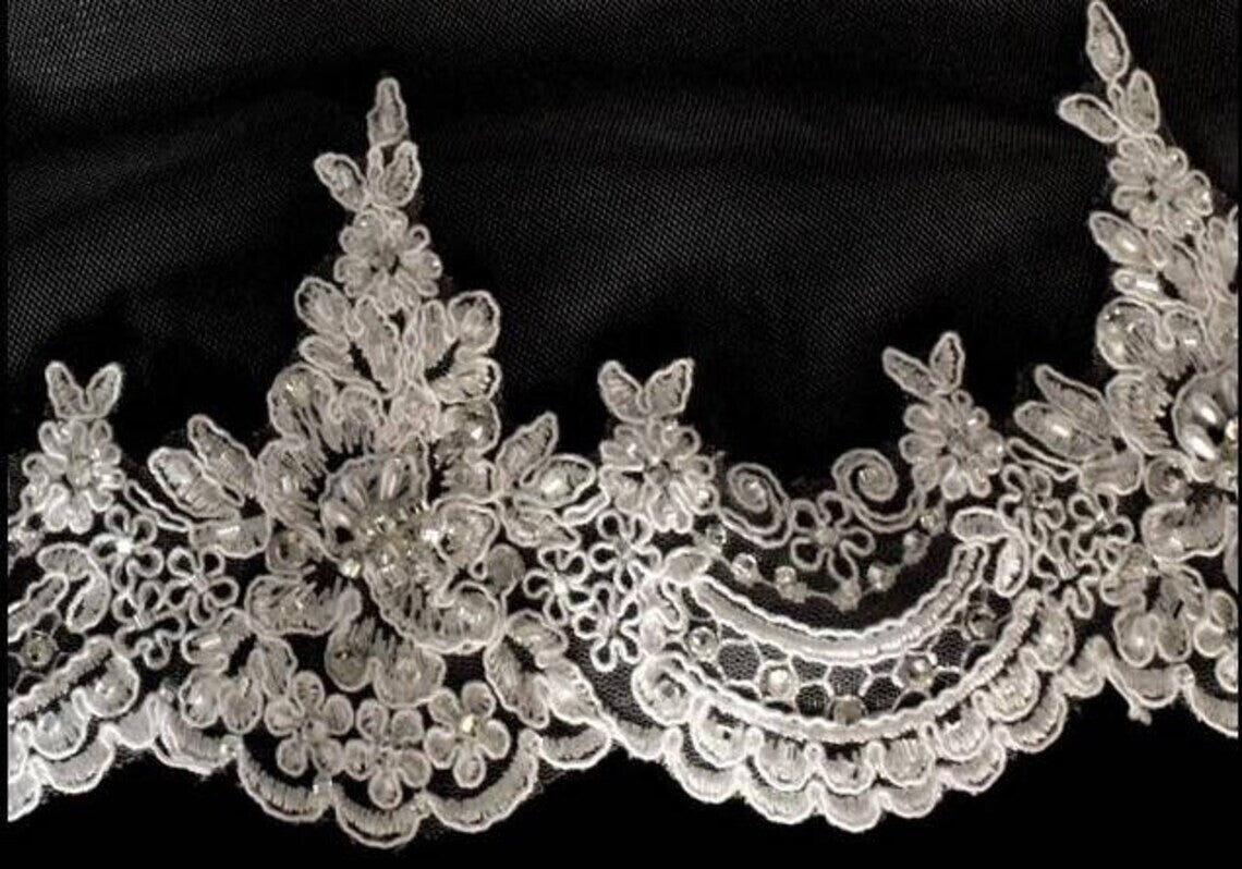 Novella - Beaded French lace cathedral mantilla wedding veil
