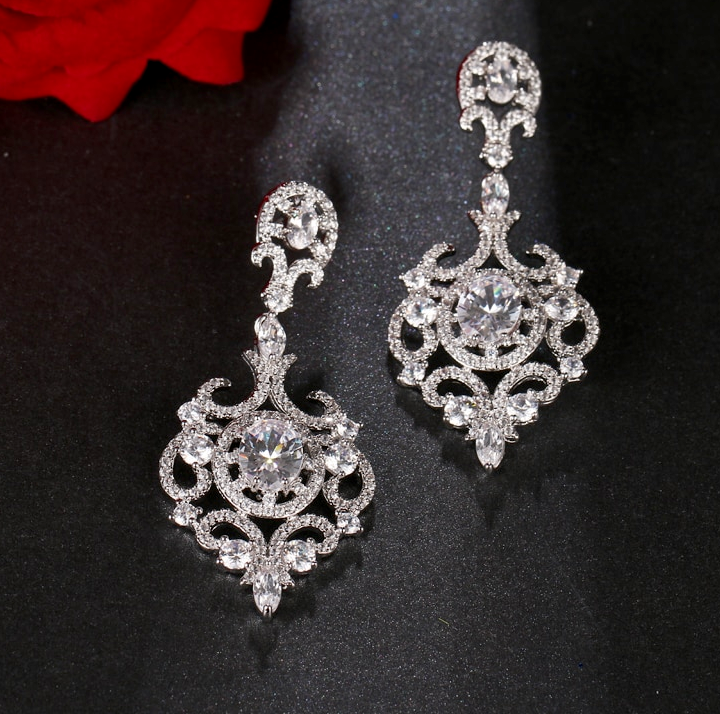 PrincessElena - Vintage statement crystal bridal earrings