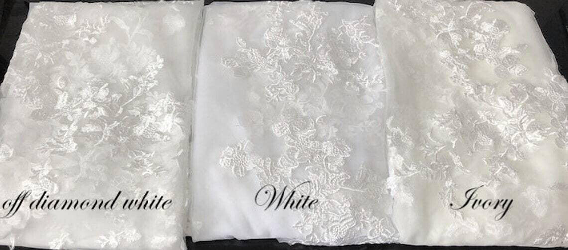 TinaMaria - Exquisite floral lace royal wedding veil - Free blusher