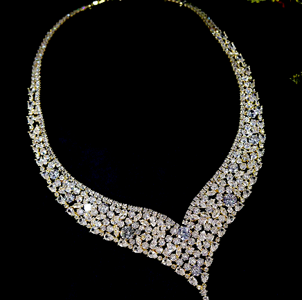 OLIVIA  Glamorous crystal evening Gold necklace set