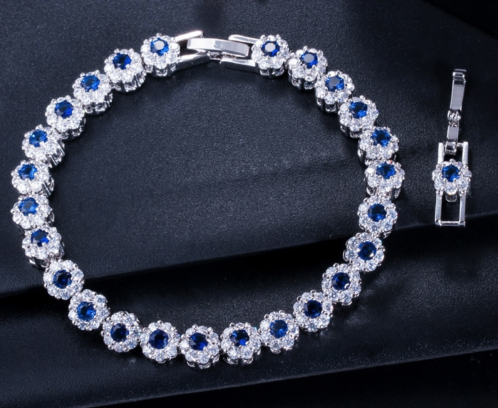 Celestina- Elegant 3pc CZ sapphire blue necklace set