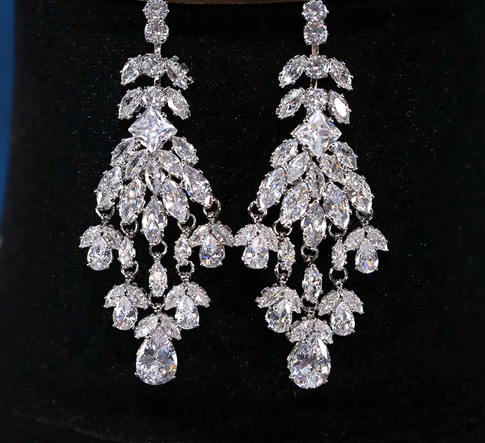 Princess Livia -  Stunning simulated diamond crystal bridal necklace set