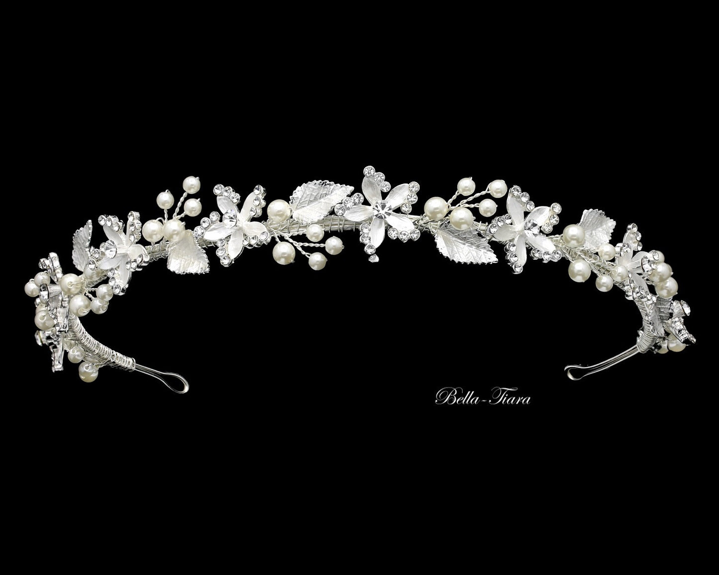 Marialisa - Crystal and pearl floral communion headband