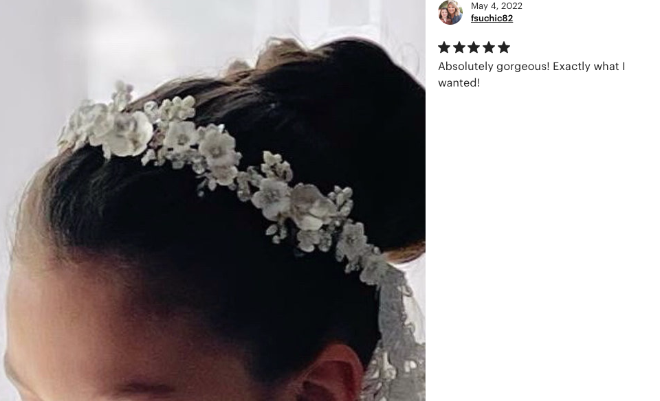 Liana - Floral pearl crystal communion headpiece