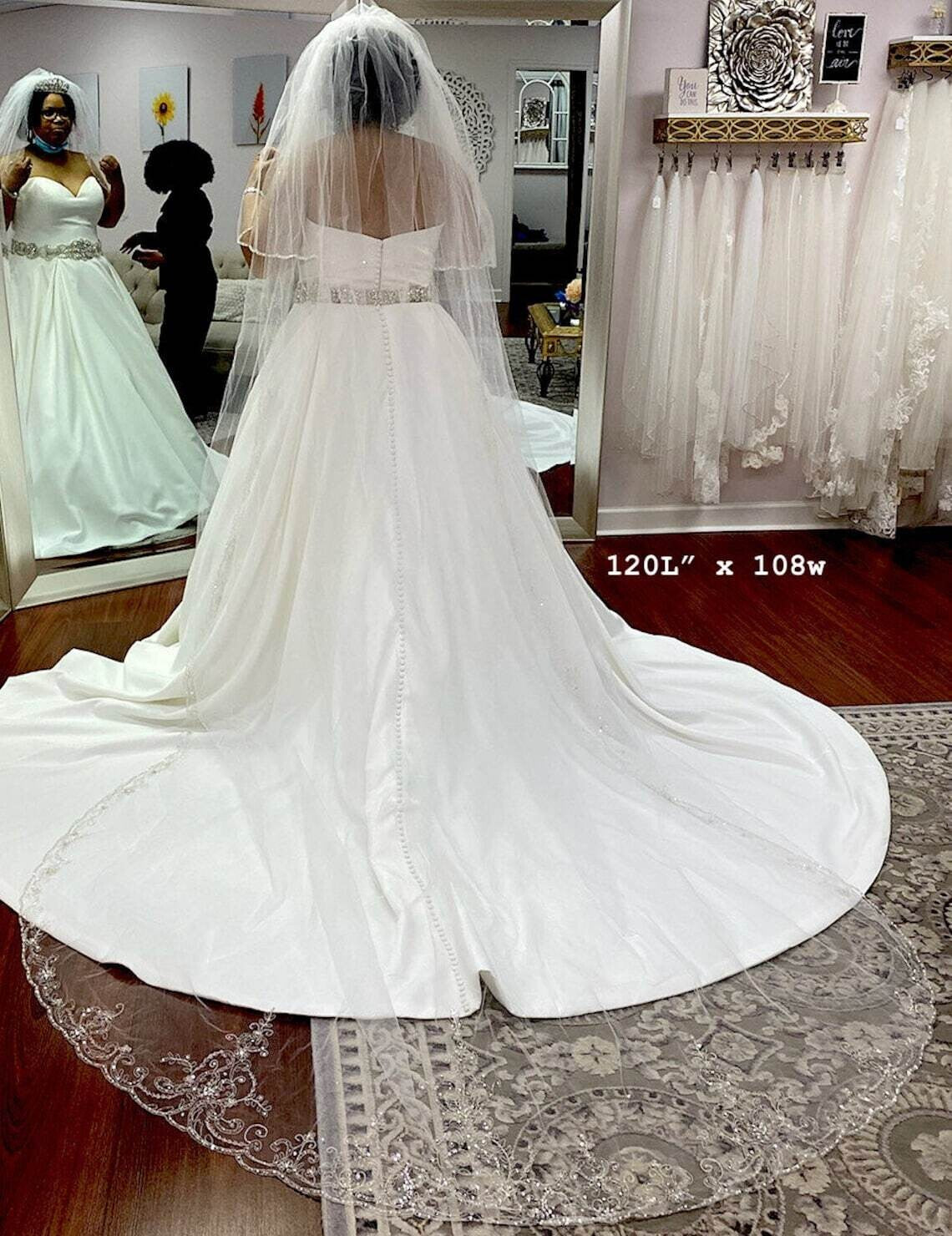 Princess Maria – Crystal beaded cathedral wedding veil - Free Blusher