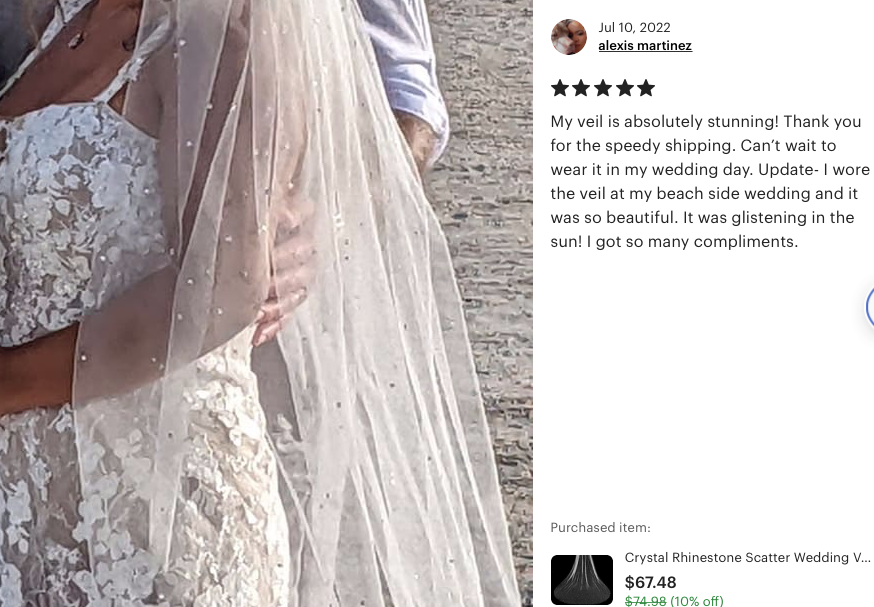 Diamond – Exquisite Scattered crystal cathedral wedding veil with free blusher