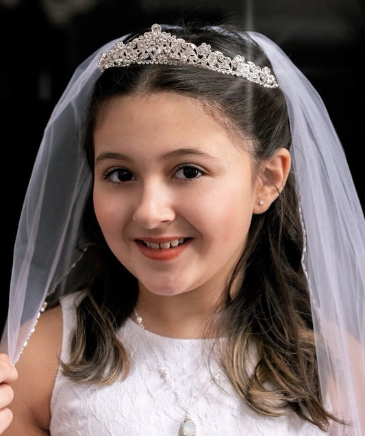 Amorina - Floral Swarovski Crystal communion tiara