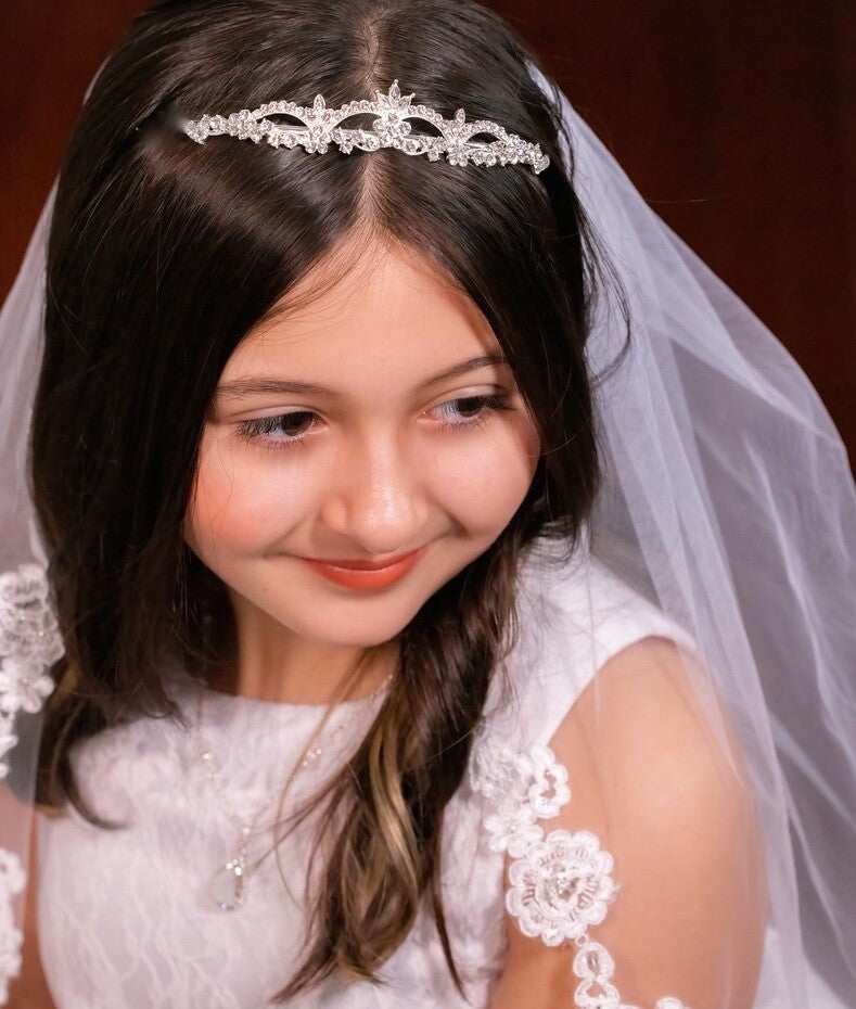 Aviana - Floral rhinestone communion tiara