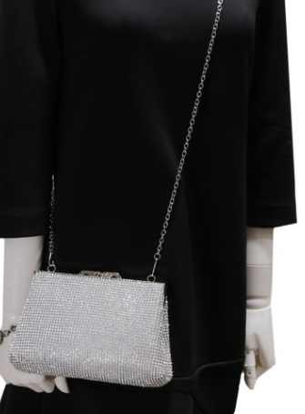 Agata - Elegant Silver Rhinestone crystal clutch purse