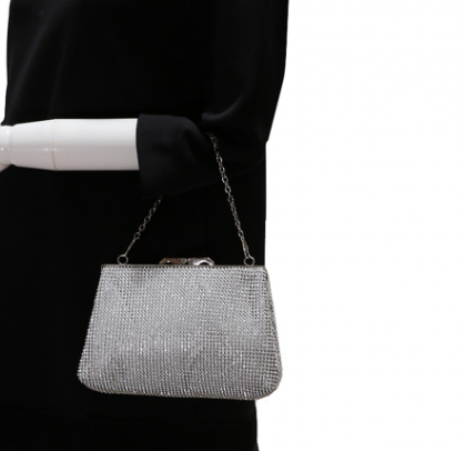 Agata - Elegant Silver Rhinestone crystal clutch purse