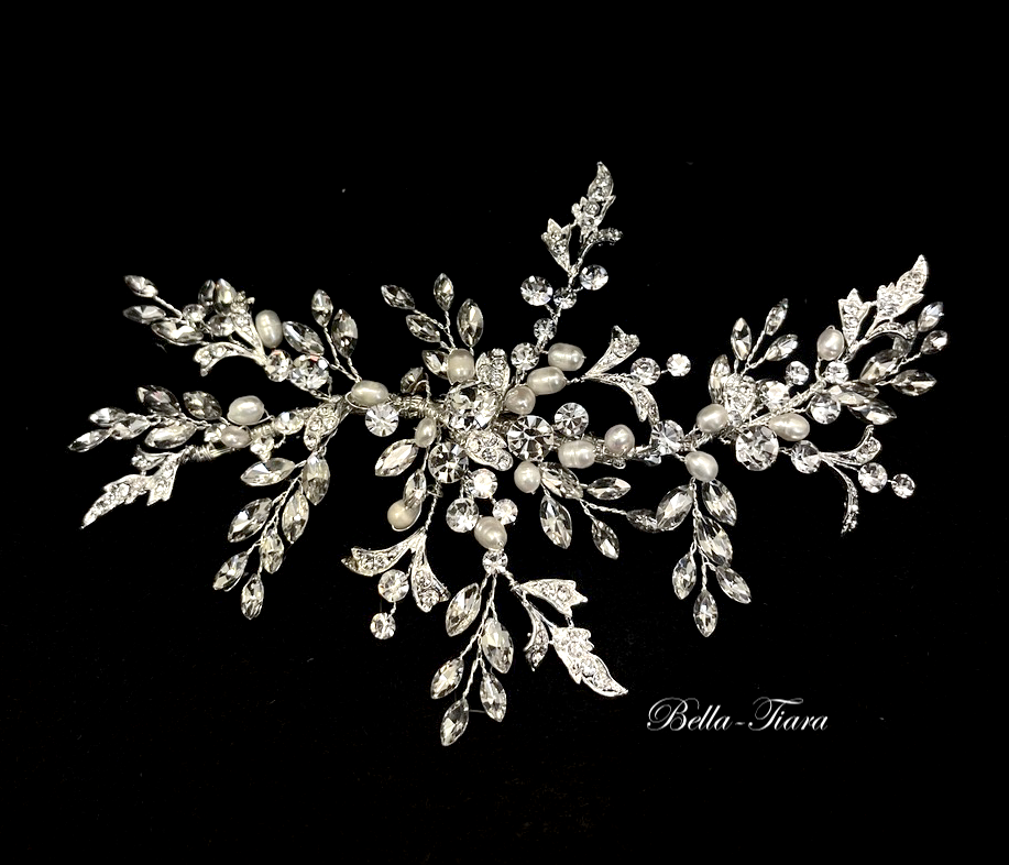 Amanda - Crystal and pearl wedding comb hairpiece