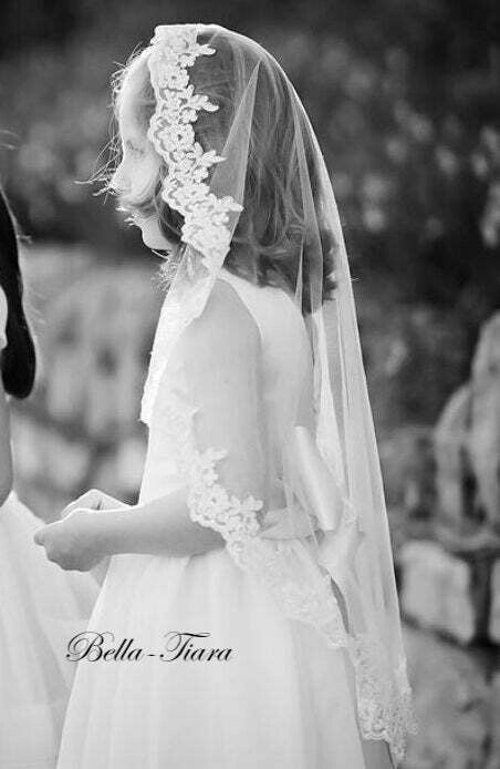 Lillis-Spanish style mantilla lace communion veil