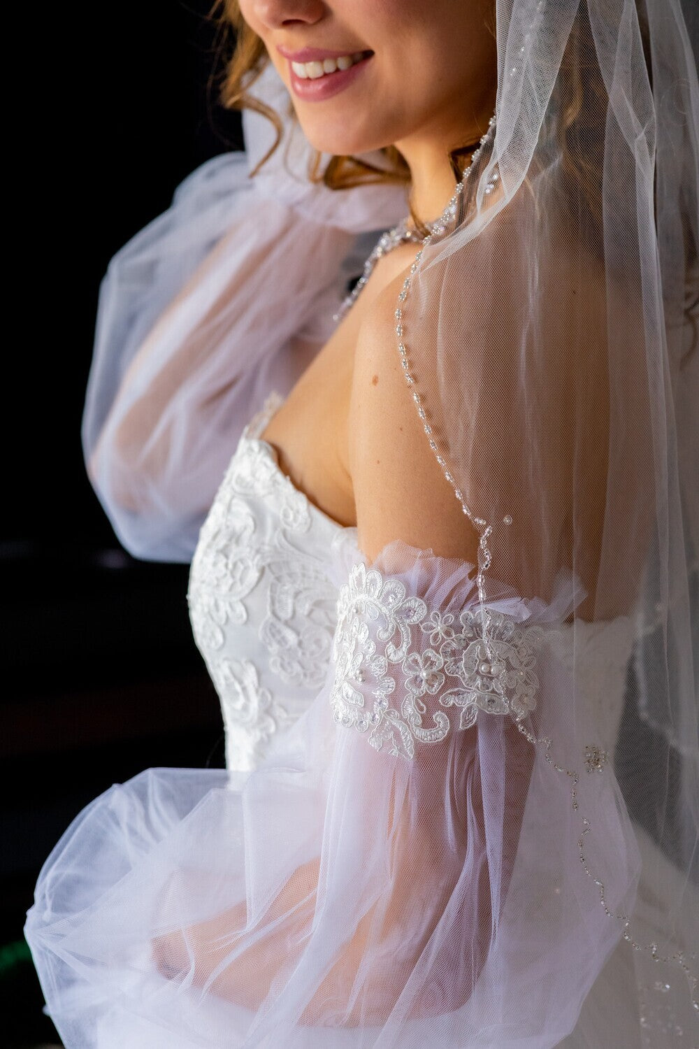 LIlliana - Crystal Beaded Cathedral Wedding Veil with Free Blusher