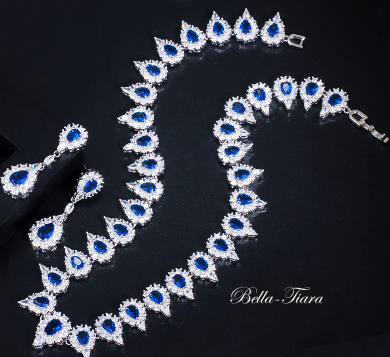 Ocean - Elegant sapphire blue evening necklace set