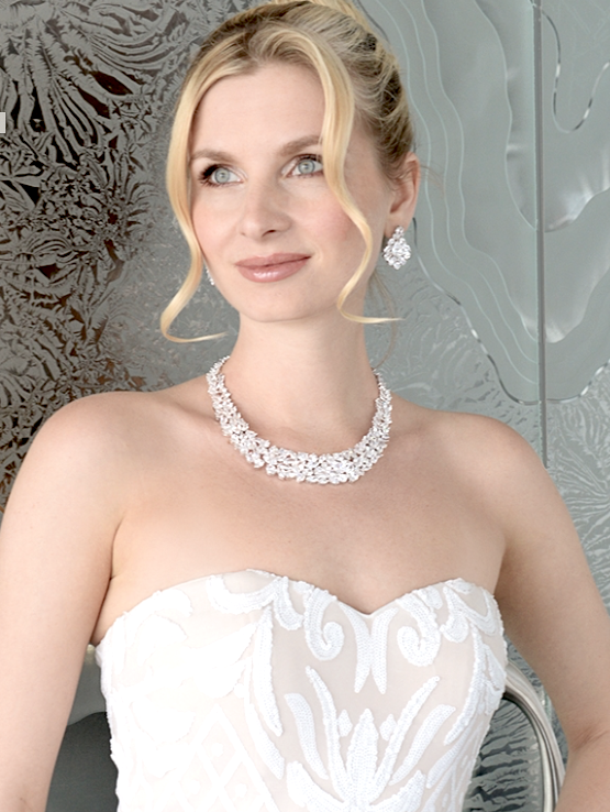Giovanna -  CZ vine wedding Statement necklace set