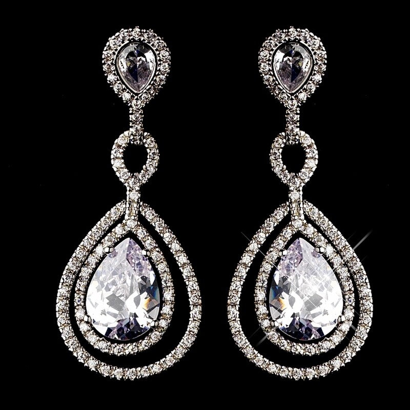 Elegant crystal cubic zirconia wedding necklace set