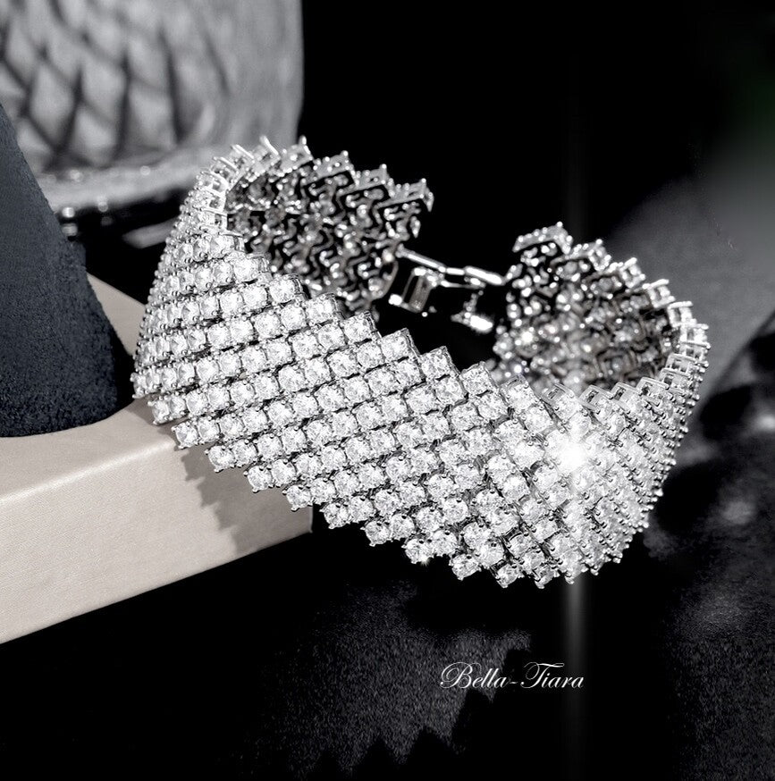 Kelsie, Glamorous wedding Crystal cuff bracelet
