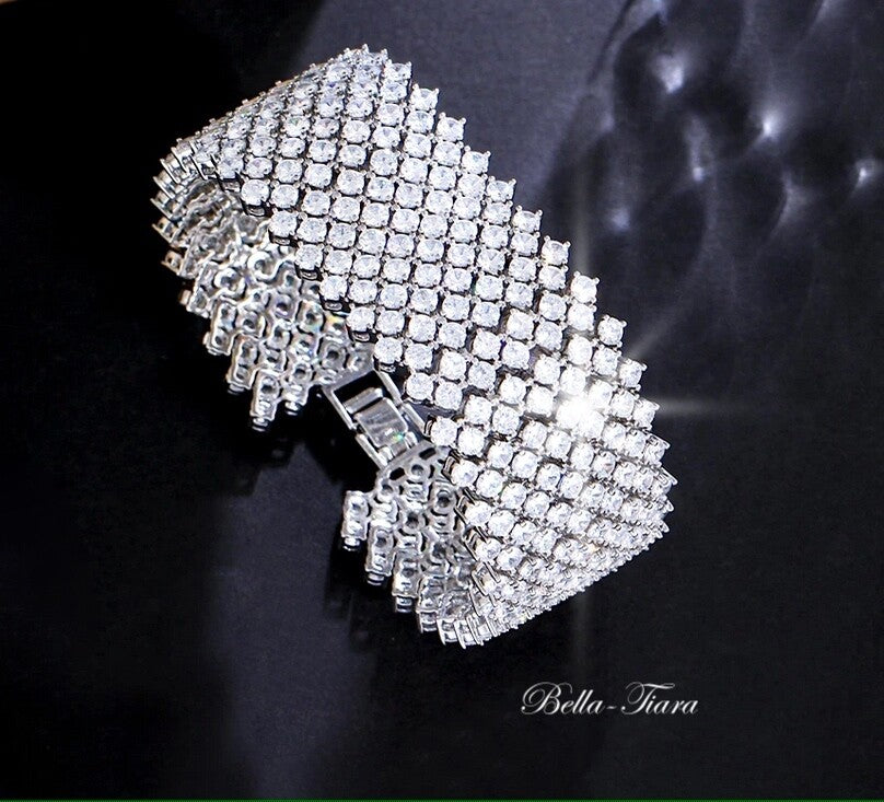 Kelsie, Gorgeous Swarovski crystal cuff wedding bracelet