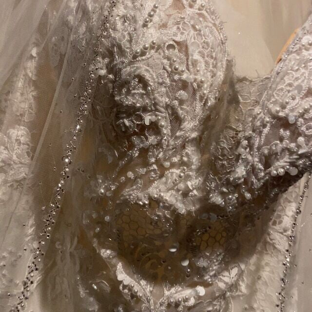 RoyalGiorgina – Beaded crystal pearl cathedral wedding veil - Free blusher