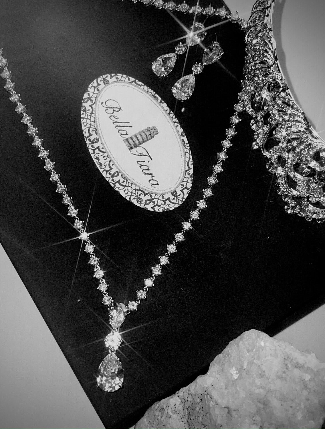 Cristallo - Timeless 3pcs simulated diamond drop bridal necklace set