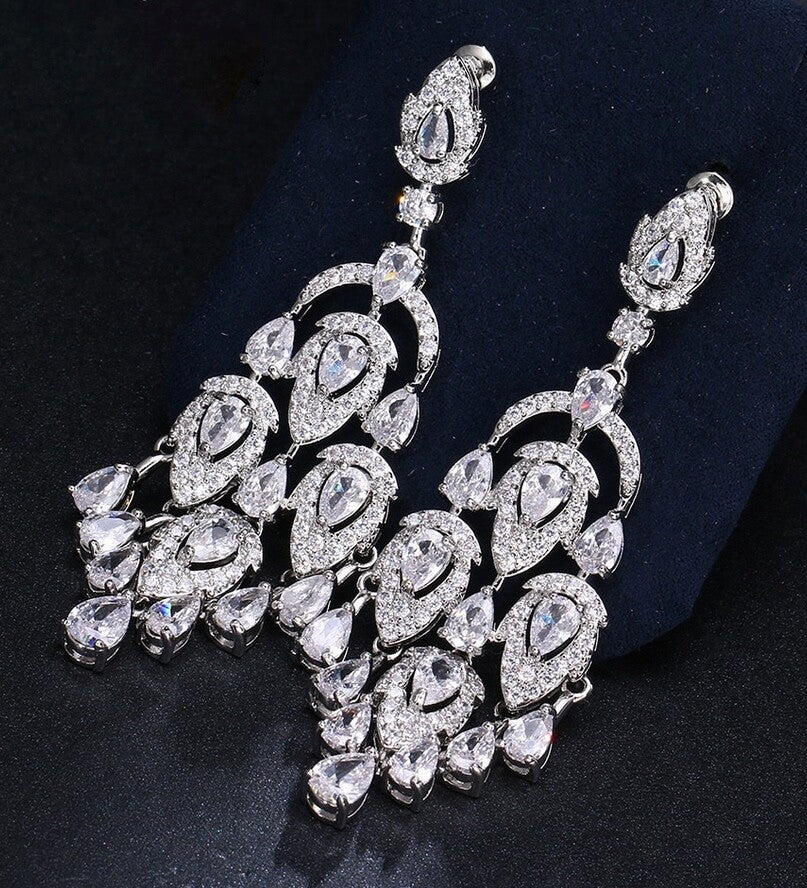Swarovski Crystal bridal chandelier earrings