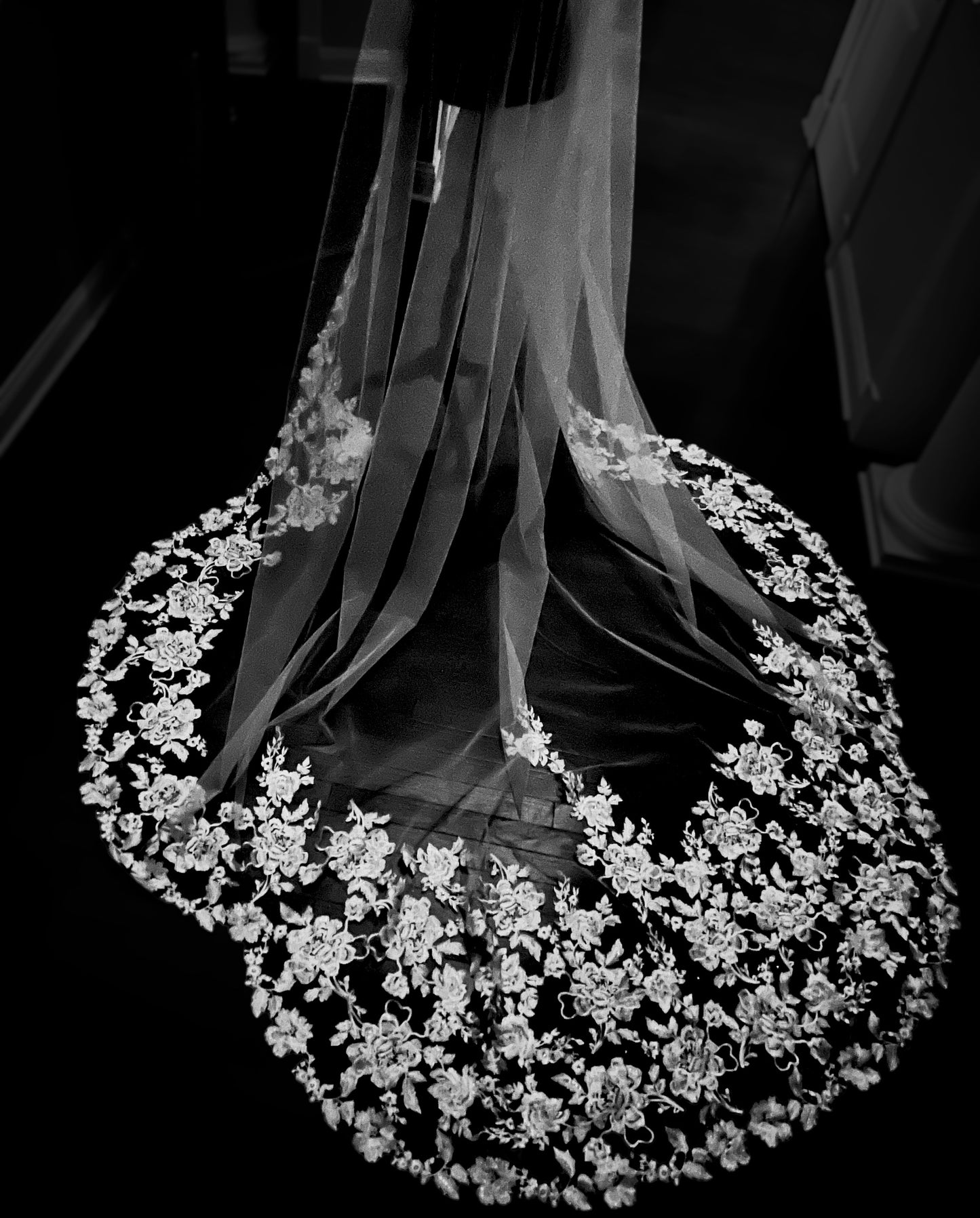 Fioralisa - Romantic Flower lace regal floor cathedral veil